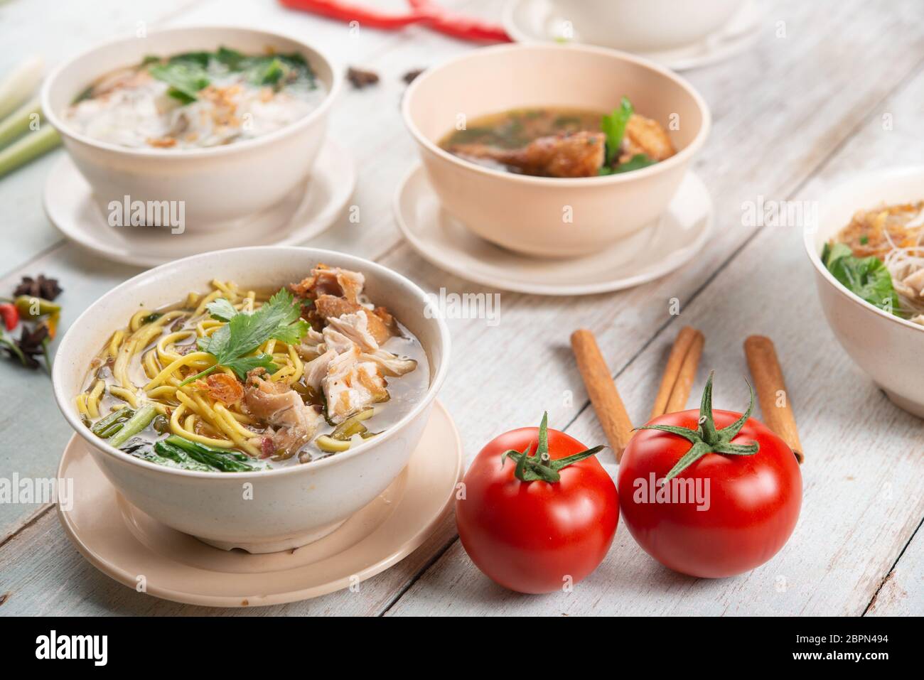 Various Southeast Asian dishes, noodles and soup Stock Photo Alamy