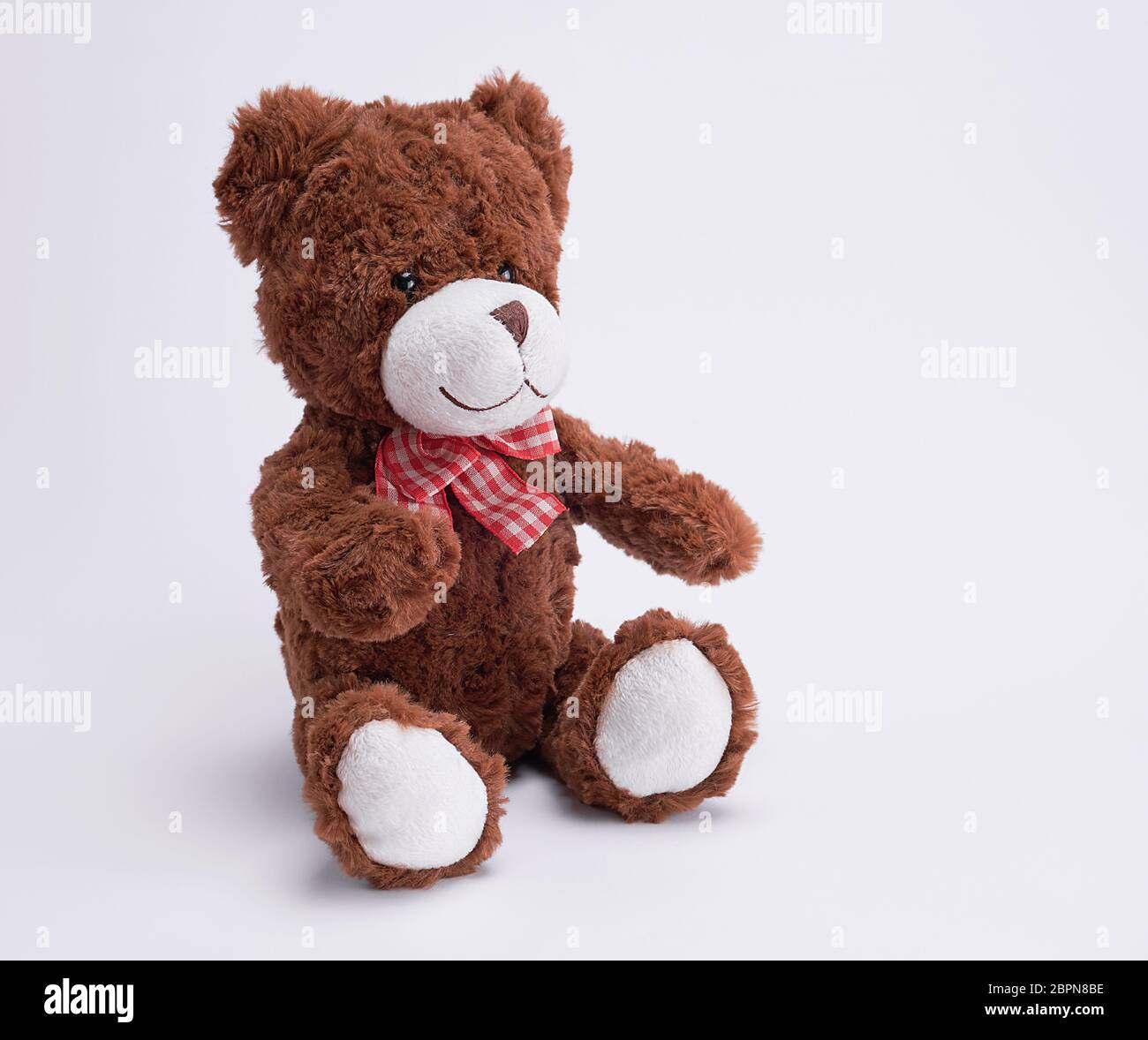 vintage brown teddy bear on white background, copy space Stock Photo ...
