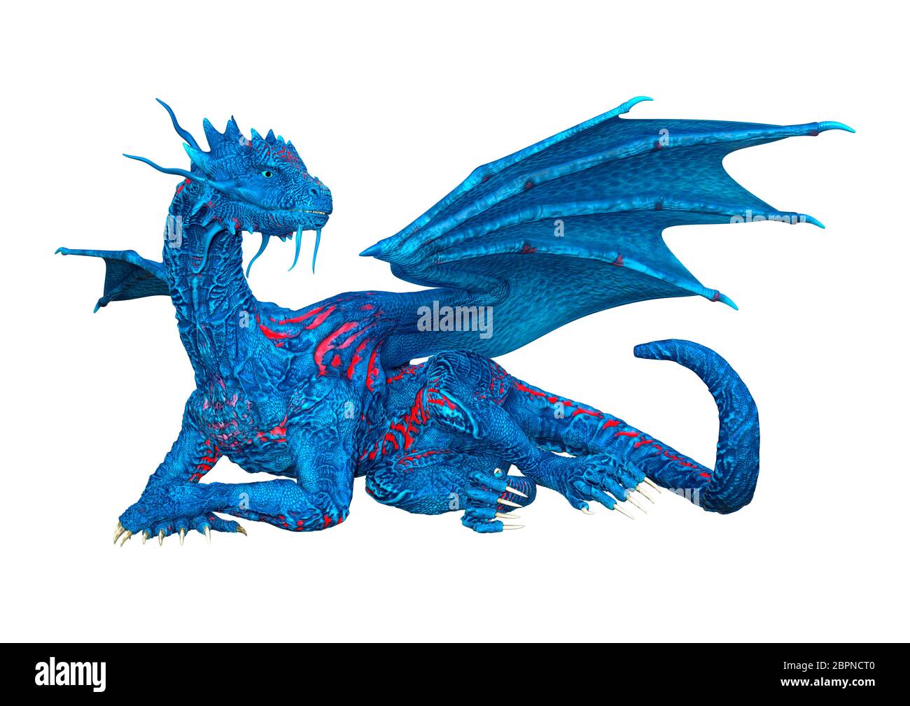 3D rendering of a blue fantasy dragon isolated on white background ...