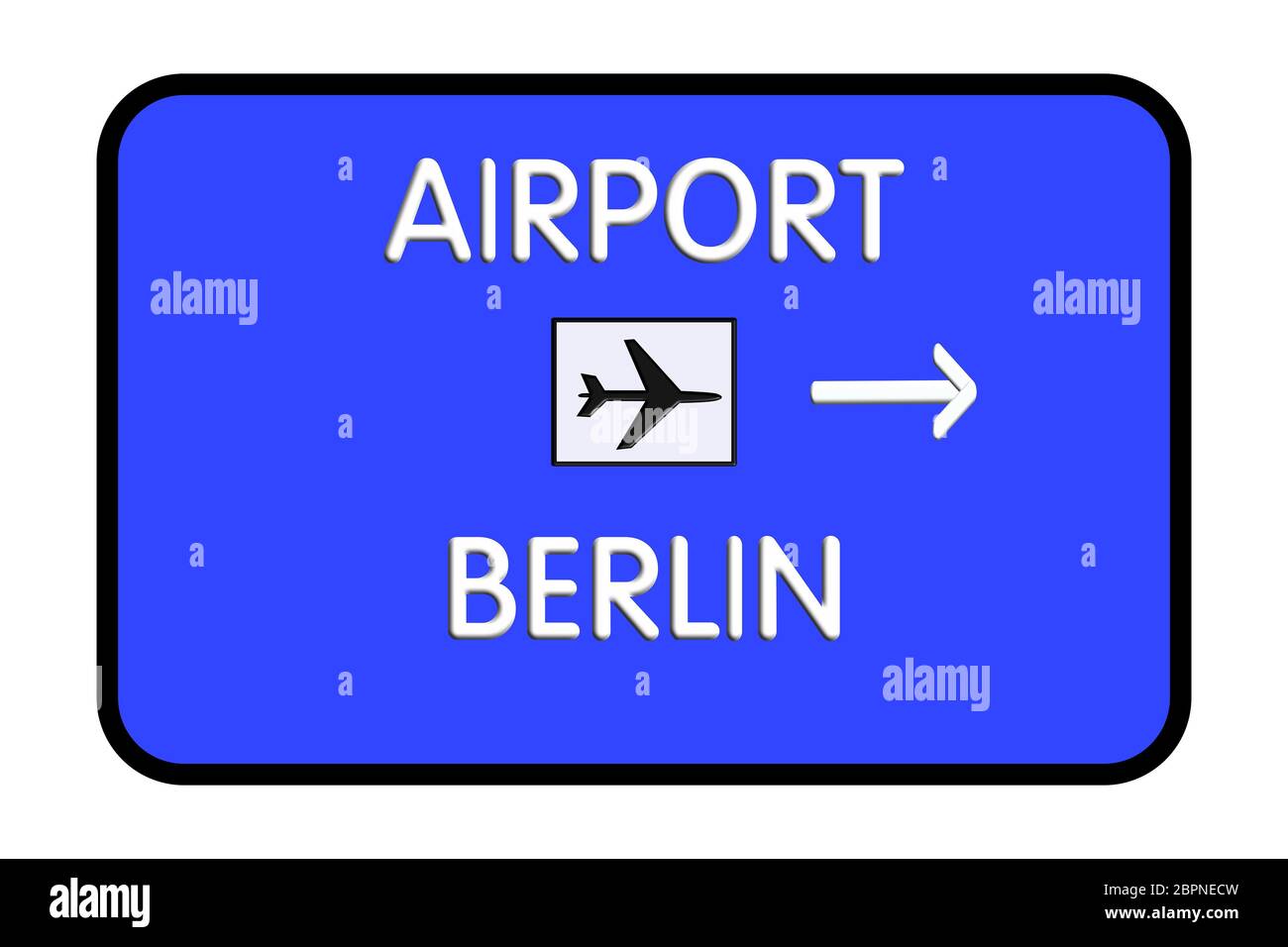 Berlin Germany Airport Highway Road Sign 3D Illustration Stock Photo