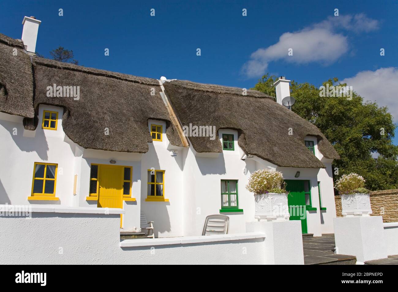 Thatched Cottage, Dunmore East, County Waterford, Ireland Stock Photo