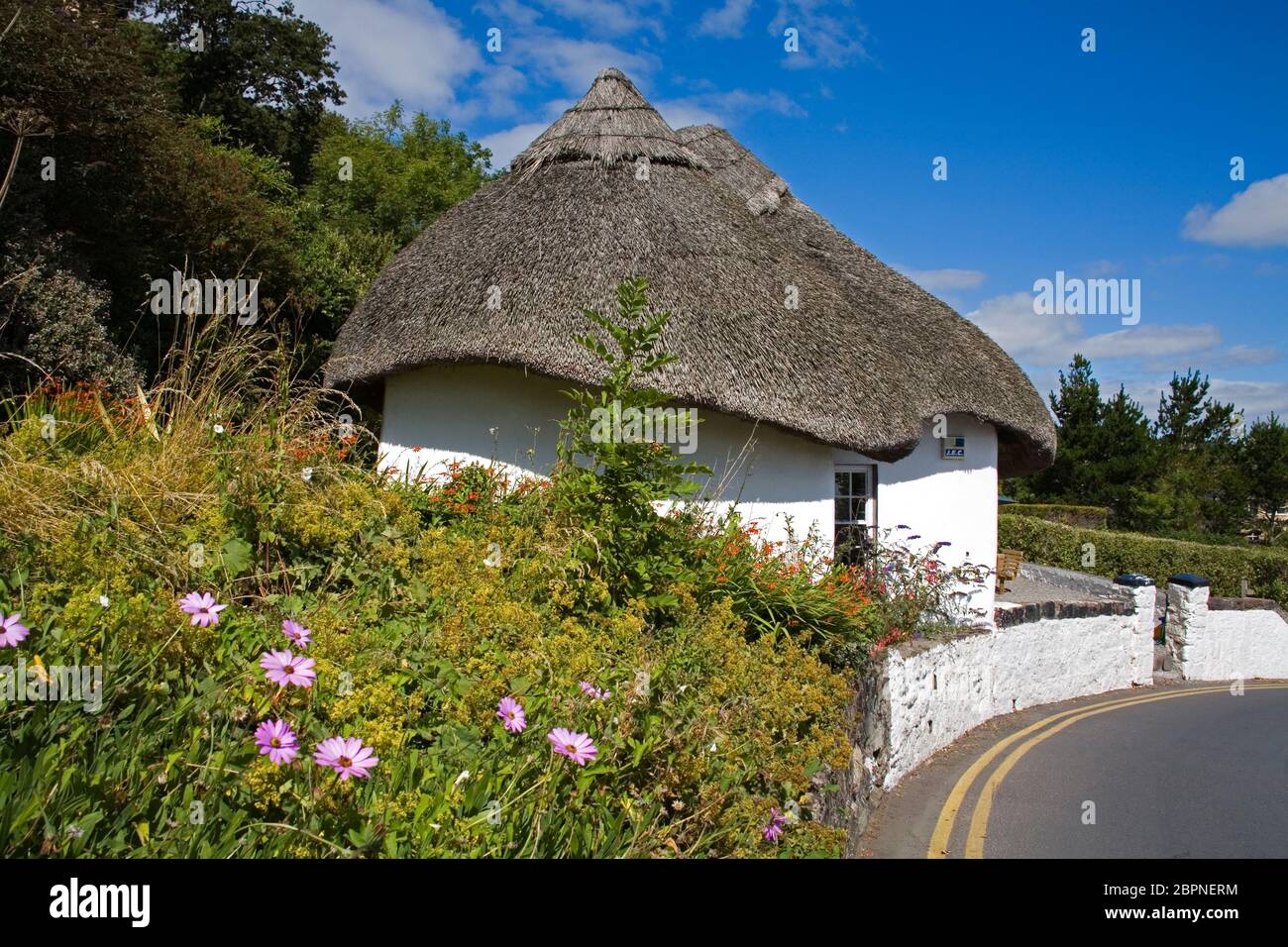 Thatched Cottage, Dunmore East, County Waterford, Ireland Stock Photo
