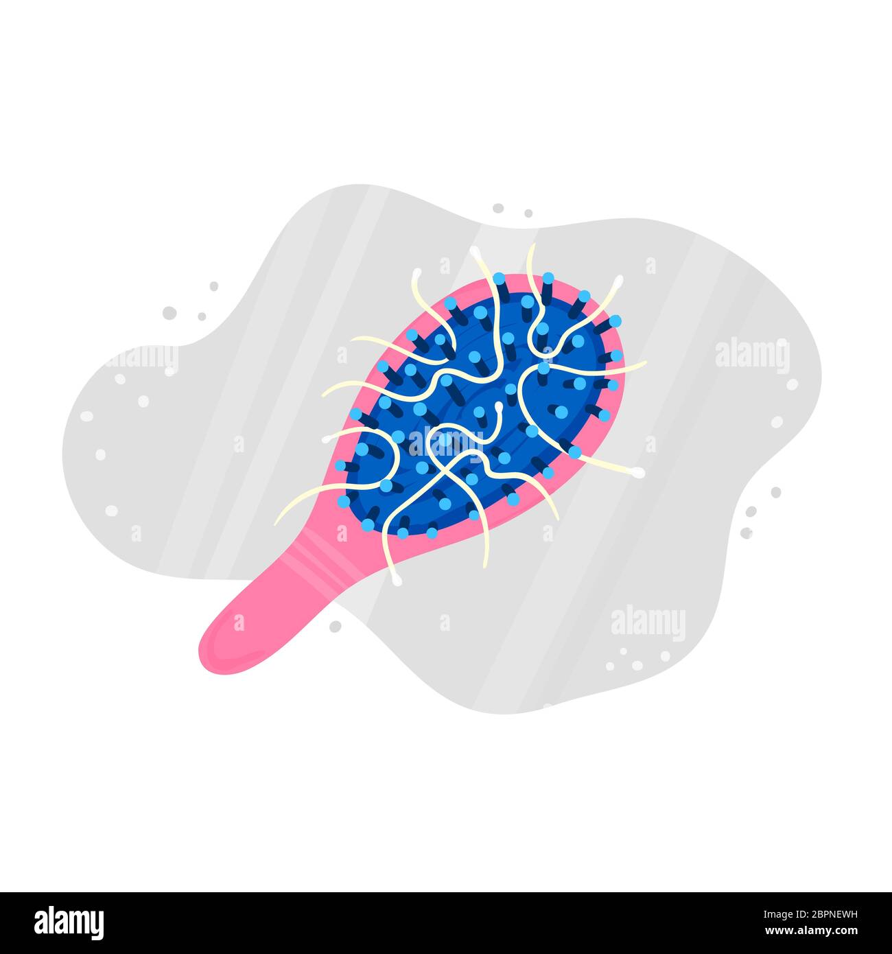 Hair loss. Alopecia. Consequences of improper care. Comb with bunch of