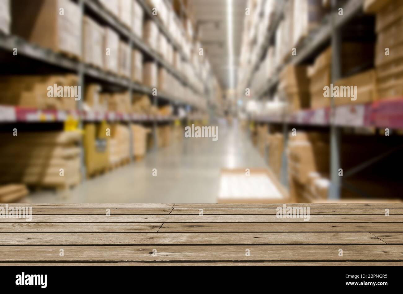 Wooden empty warehouse on the background. Can be used for display or