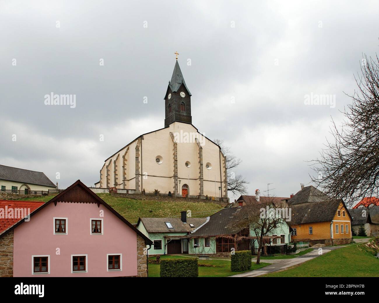 center of the village Saint Wolfgang with historic parish church, forest-quarter, Austria Stock Photo