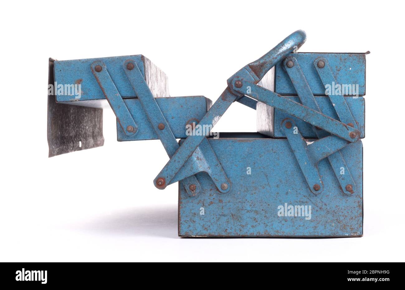 Old metal toolbox, isolated on a white background Stock Photo - Alamy