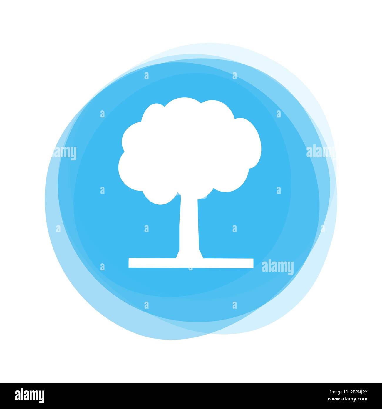 Isolated light blue round Button with Tree Icon Stock Photo - Alamy