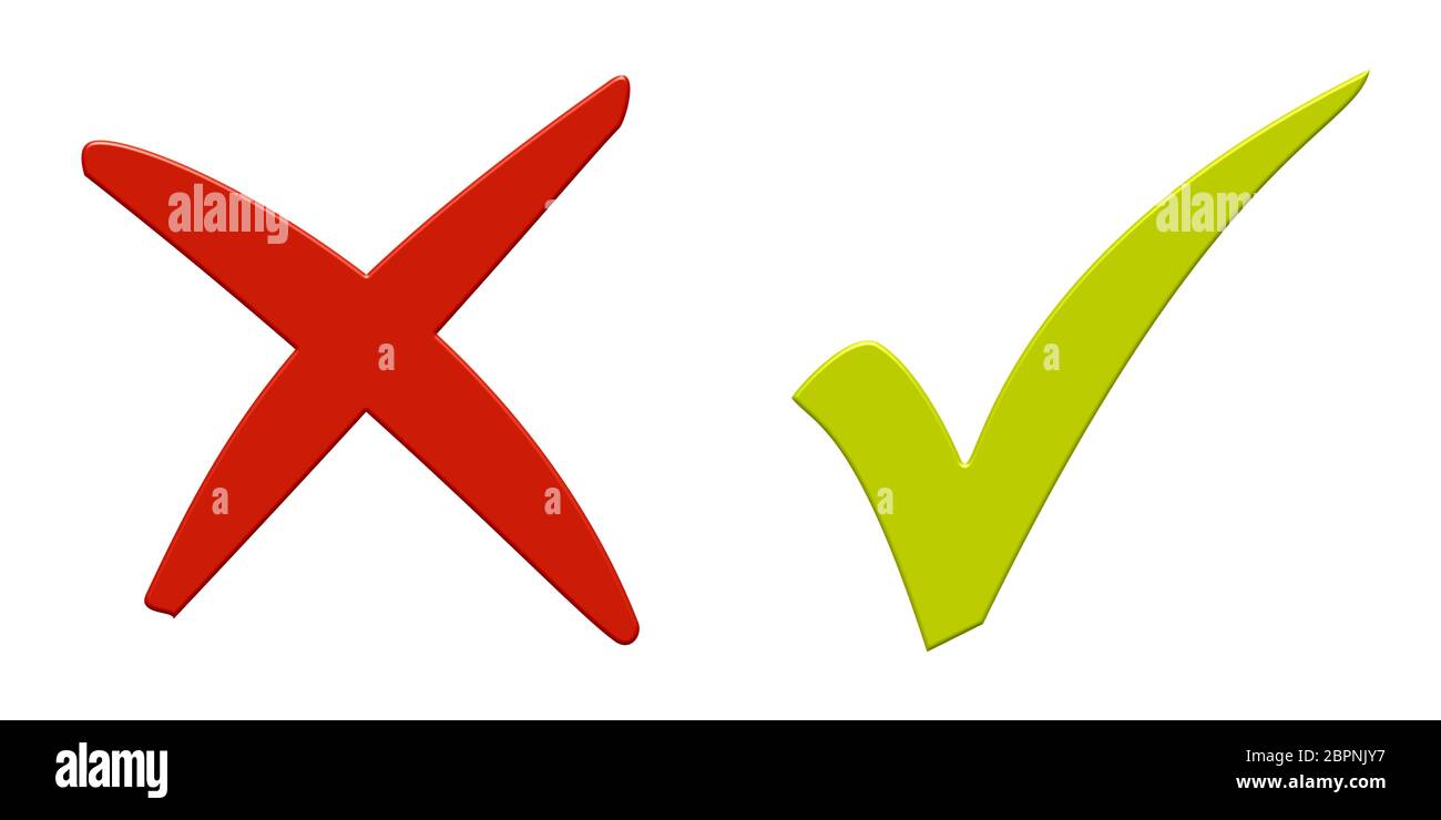 2 Icons: Red X and green tick symbol Stock Photo - Alamy