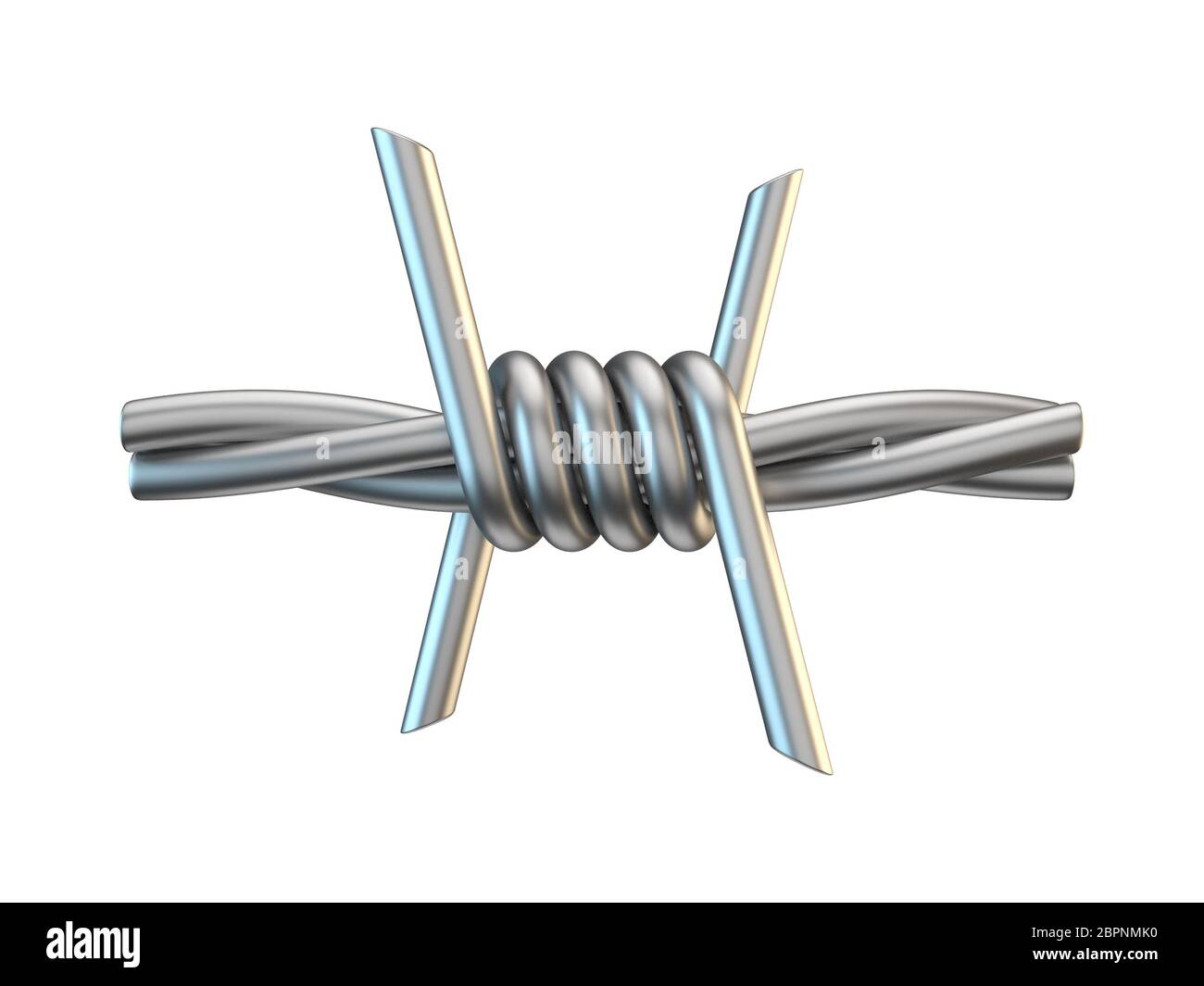 Barbed wire one segment 3D rendering illustration isolated on white ...