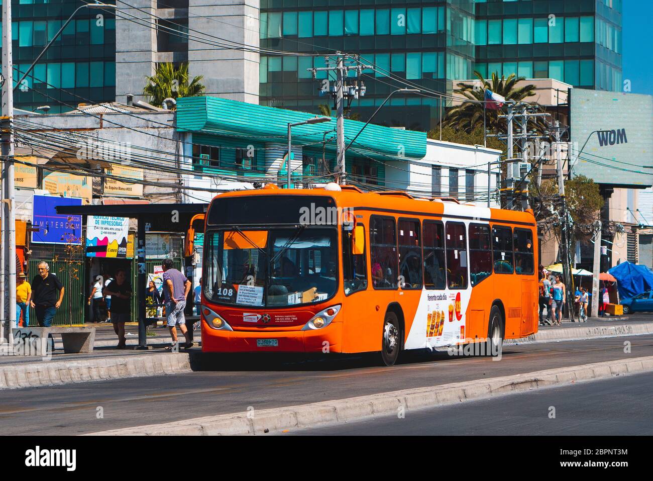 SANTIAGO, CHILE - MARCH 2020: A Transantiago - Red Movilidad bus in Maipú Stock Photo