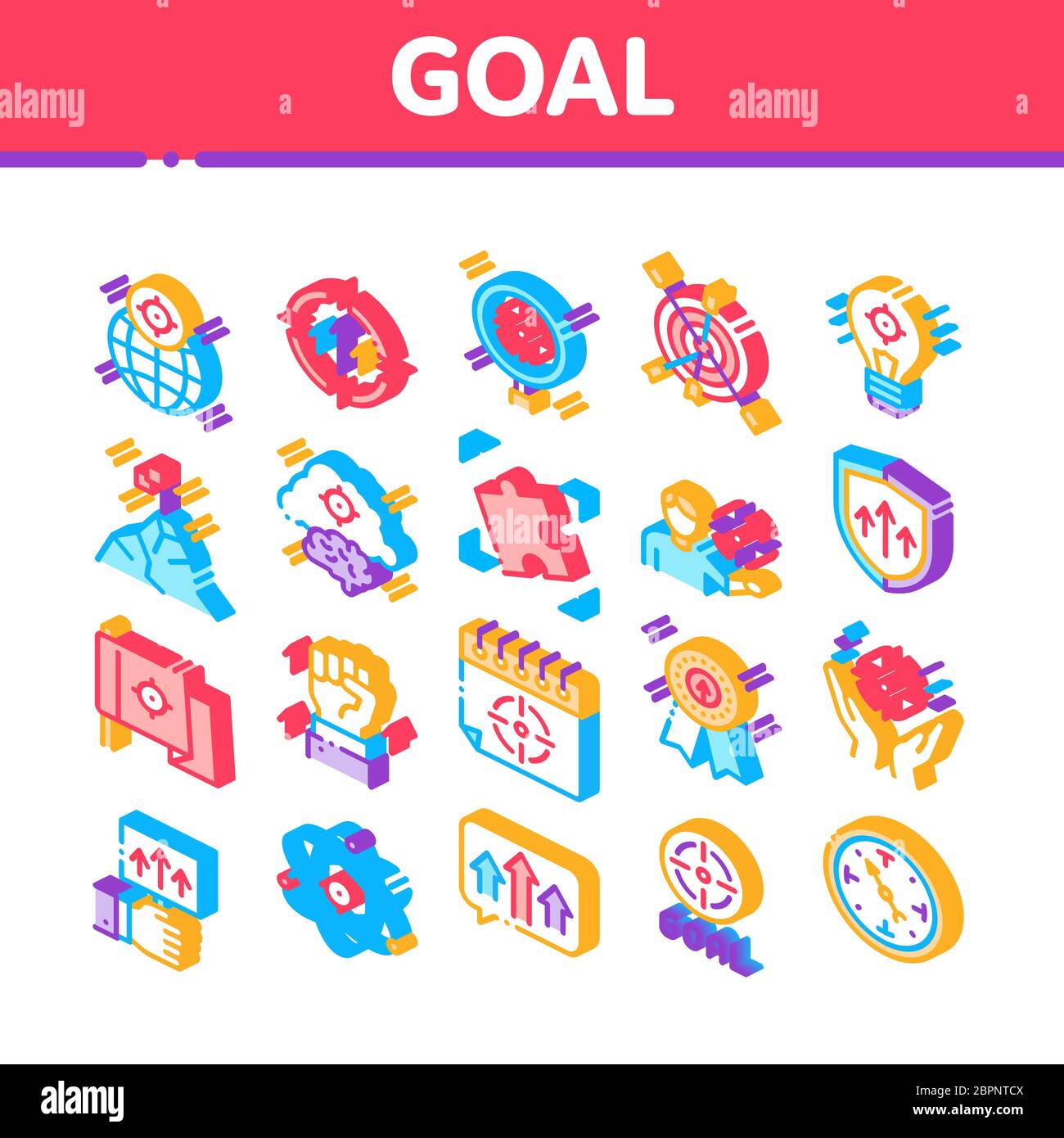 Goal Target Purpose Isometric Icons Set Vector Stock Vector