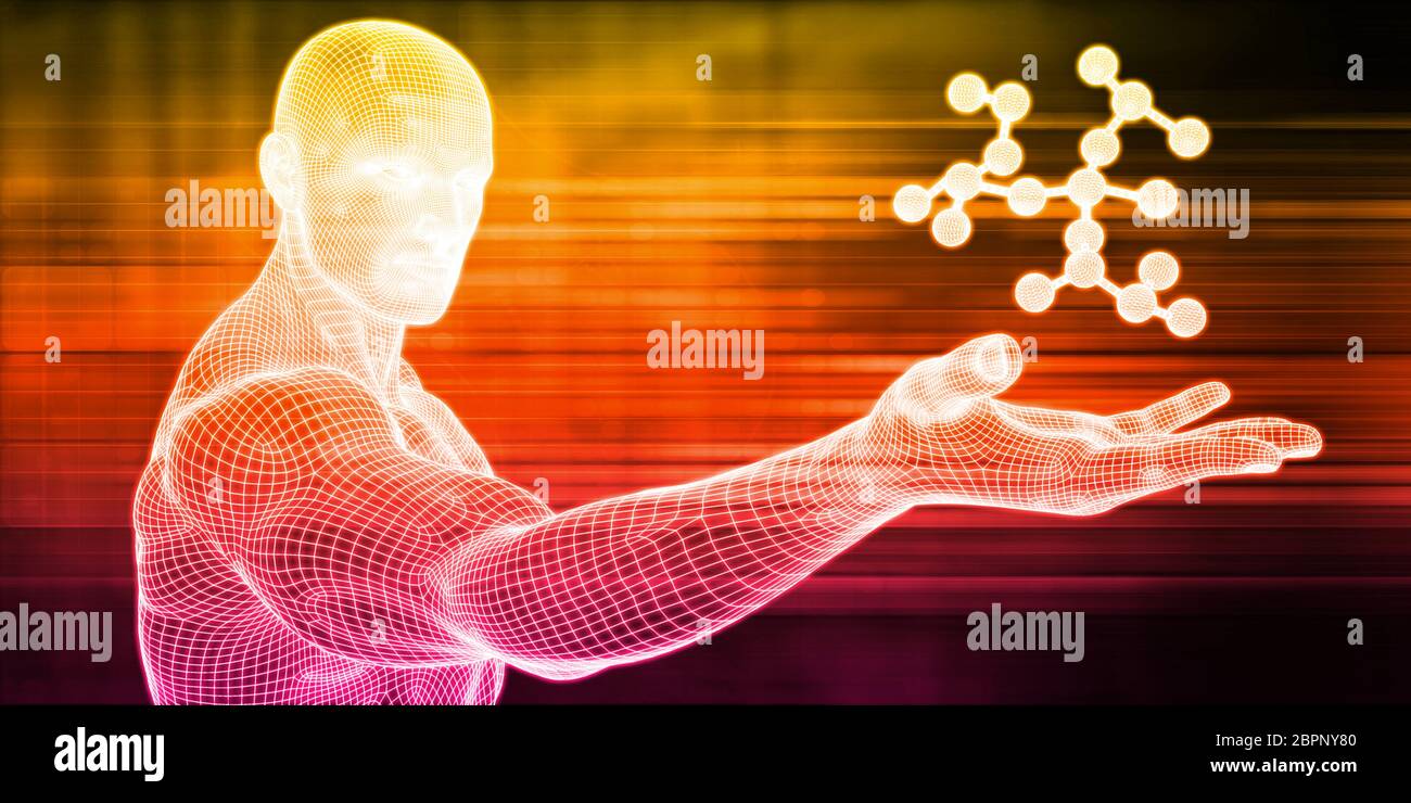 Molecule Structure in 3D as a Presentation Background Stock Photo