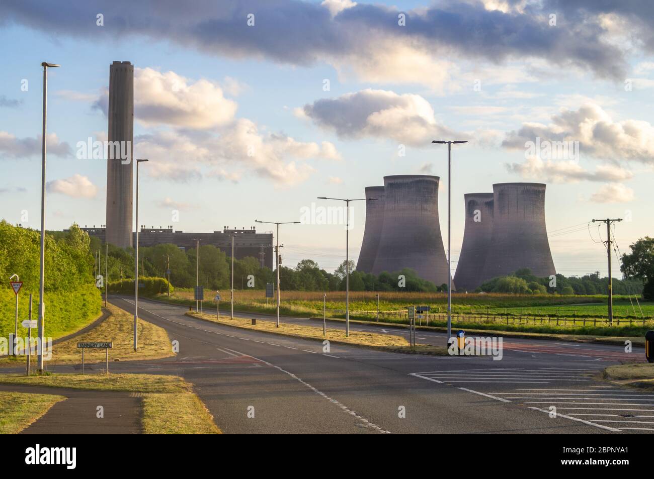 Fiddlers Ferry Power station taken May 2020 after closing, facing Widnes direction, Widnes Road UK Stock Photo