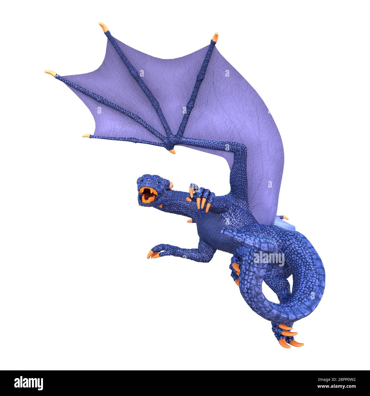 3D rendering of a blue fantasy dragon isolated on white background ...