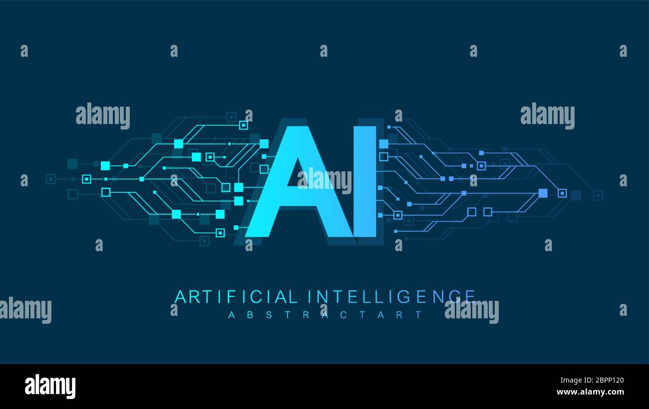 Artificial Intelligence Logo, Icon. Vector symbol AI, deep learning blockchain neural network concept. Machine learning, artificial intelligence, ai. Stock Vector