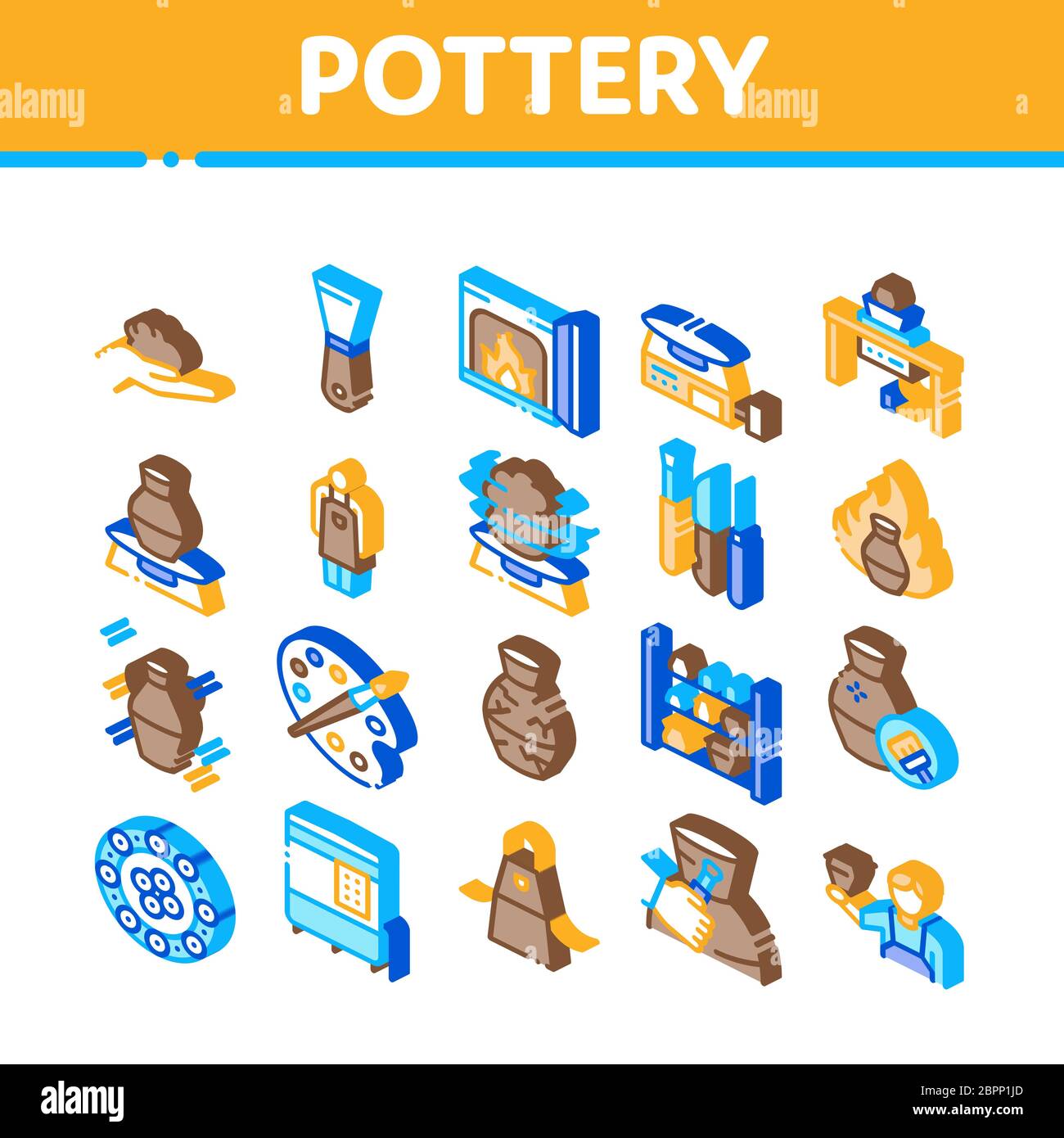 Pottery And Ceramics Isometric Icons Set Vector Stock Vector