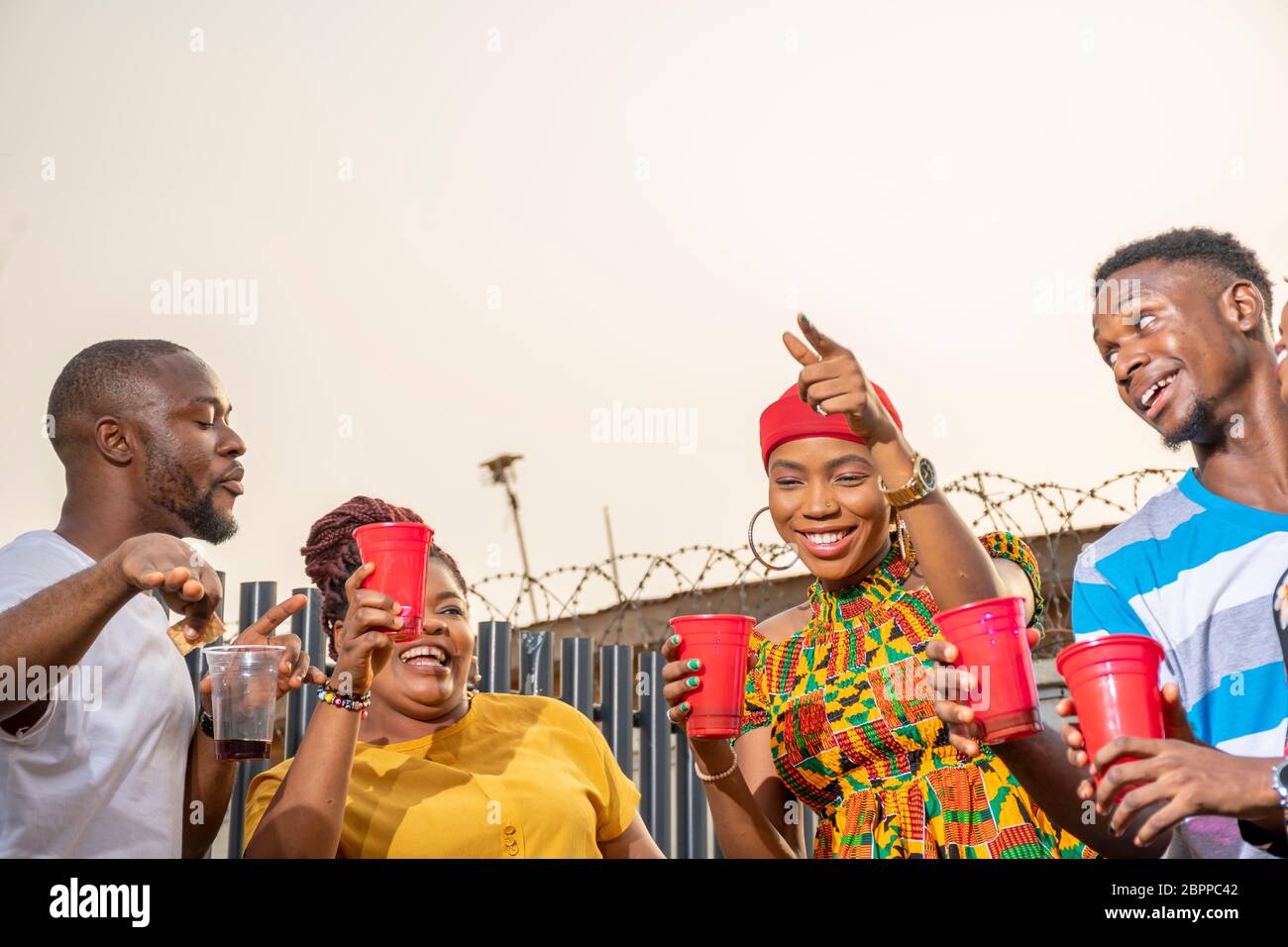 young african adults throwing a party Stock Photo