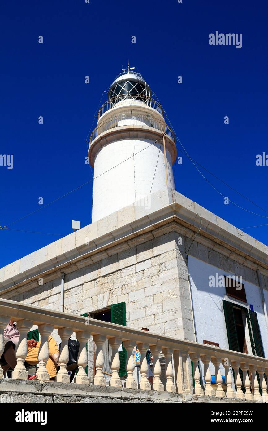 Lighthouse at Cape Formentor in the Coast of North Mallorca, Spain, Balearic Islands. Stock Photo
