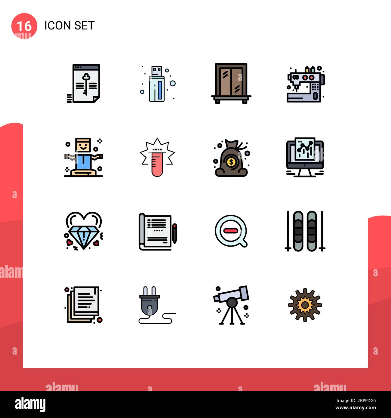 Stock Vector Icon Pack of 16 Line Signs and Symbols for levitation ...