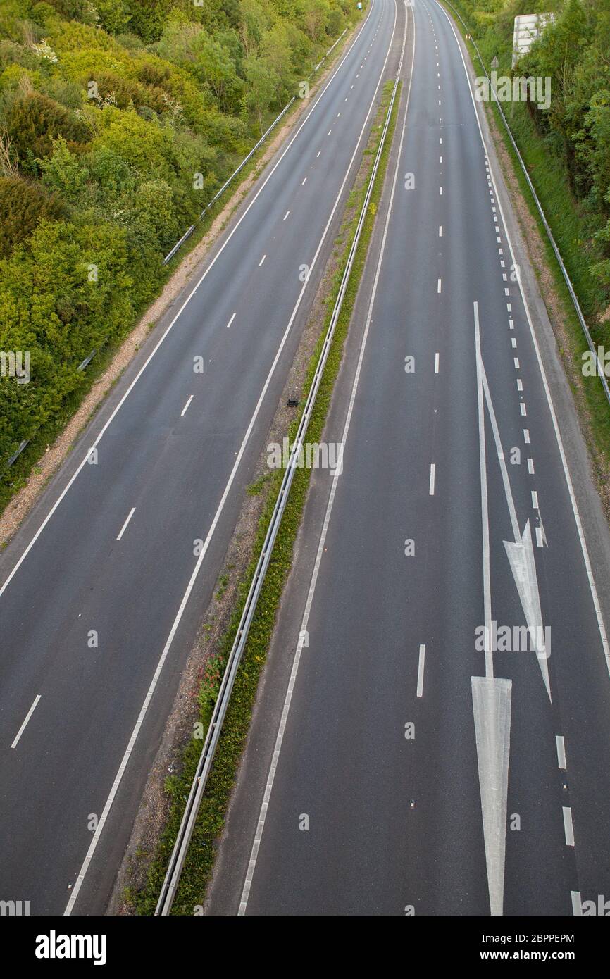 An empty dual carriageway in Sussex, UK Stock Photo
