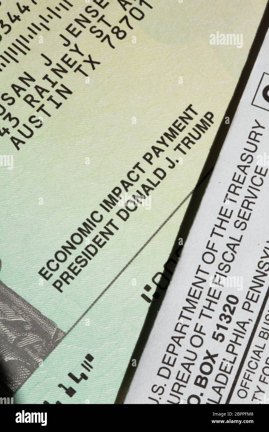 Check for $1,200 received by American taxpayer, sent by the U.S ...