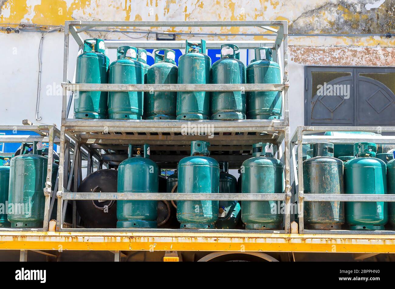 Gas cylinders transport  and storage Stock Photo