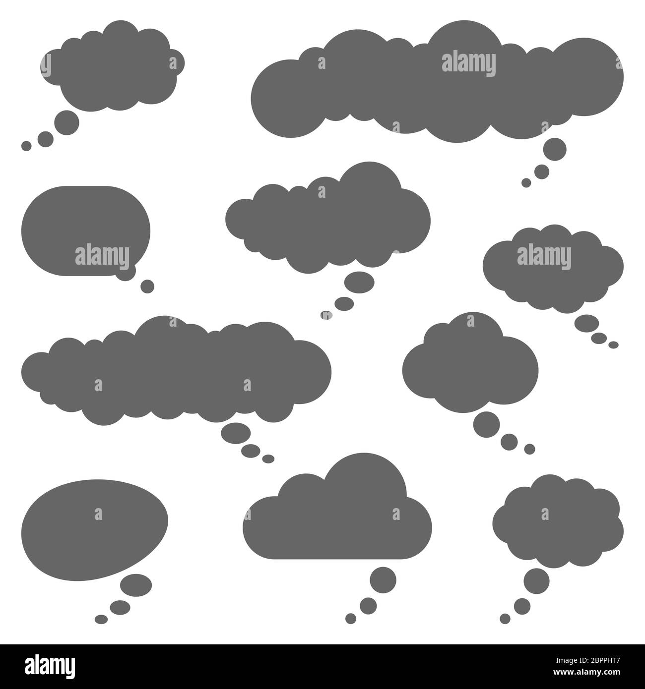 collection of different speech bubbles and thought bubbles with space for text Stock Photo