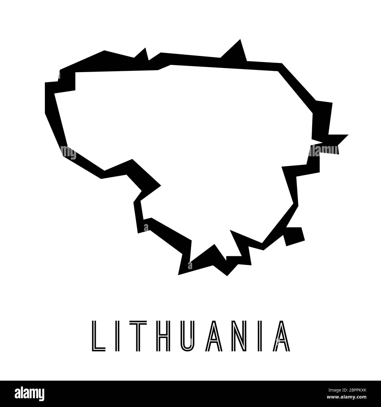 Lithuania simple vector map outline - country shape sharp polygonal geometric style vector. Stock Vector