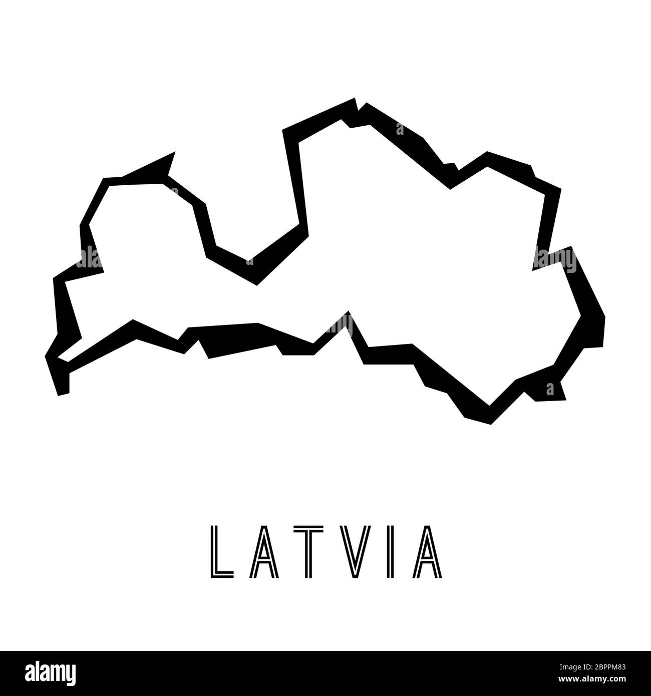 Latvia simple vector map outline - country shape sharp polygonal geometric style vector. Stock Vector