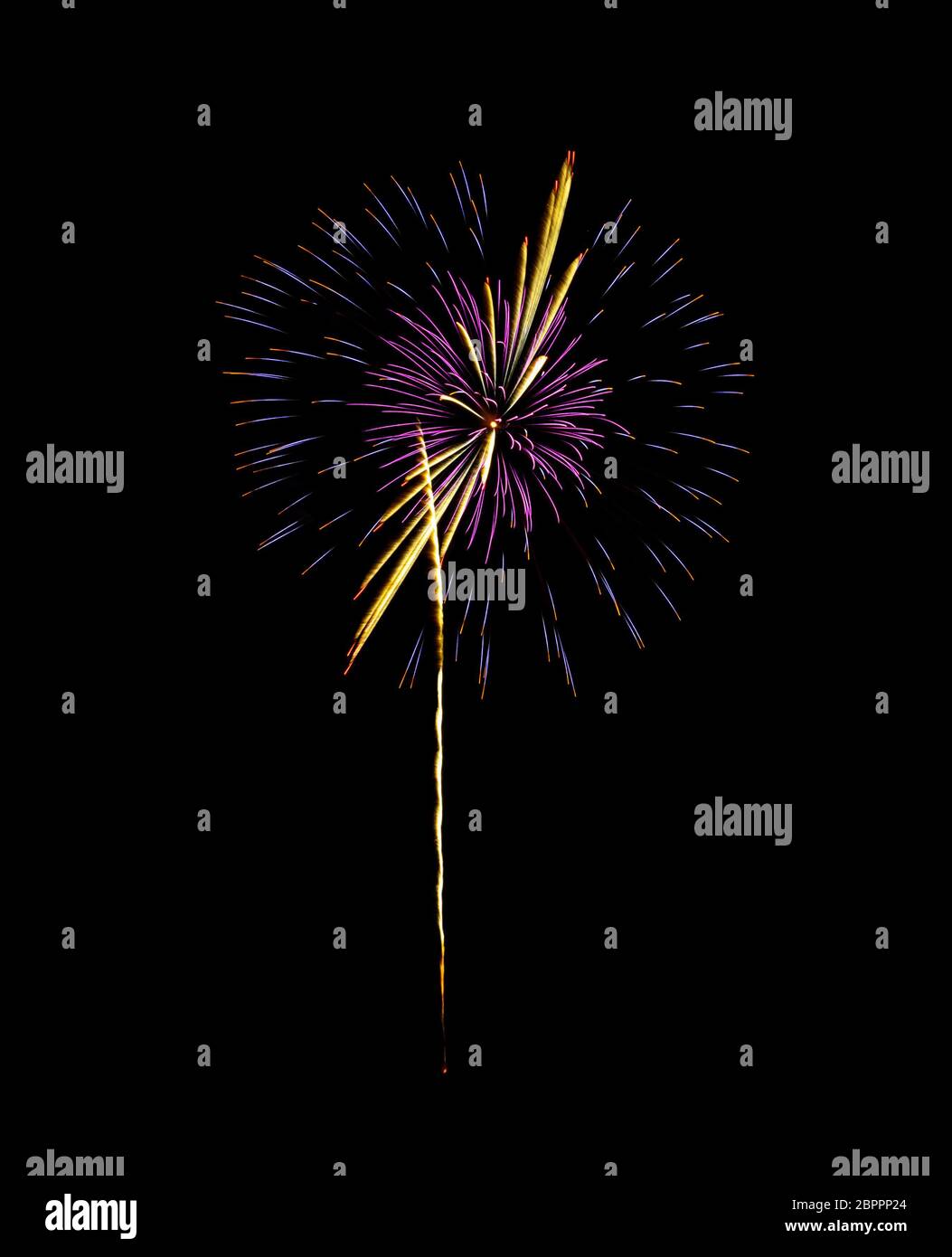 Colorful fireworks on night sky background Stock Photo