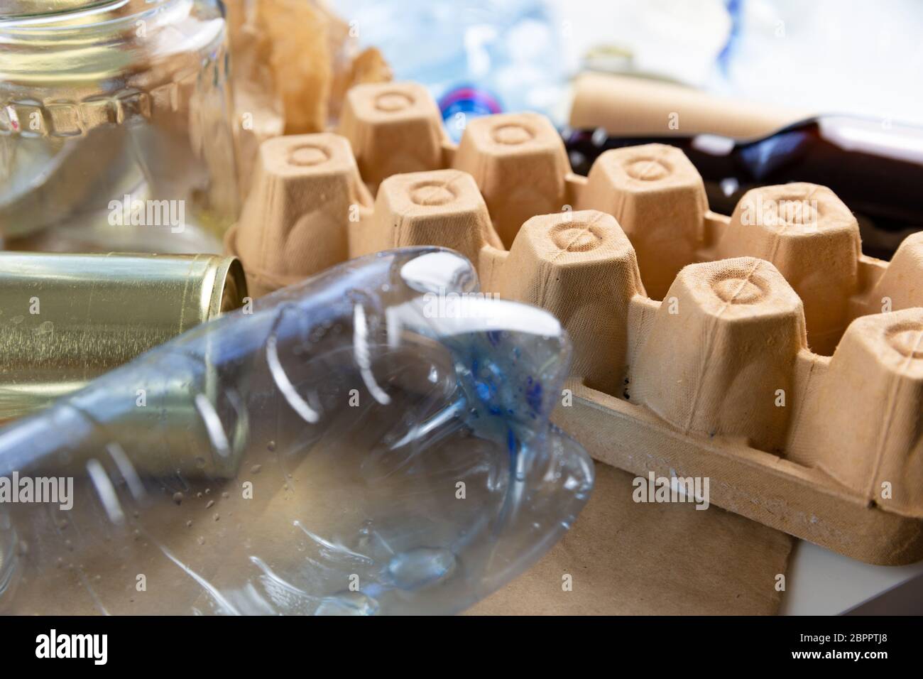 Plastic, glass, metal and paper garbage for recycling concept reuse and ...