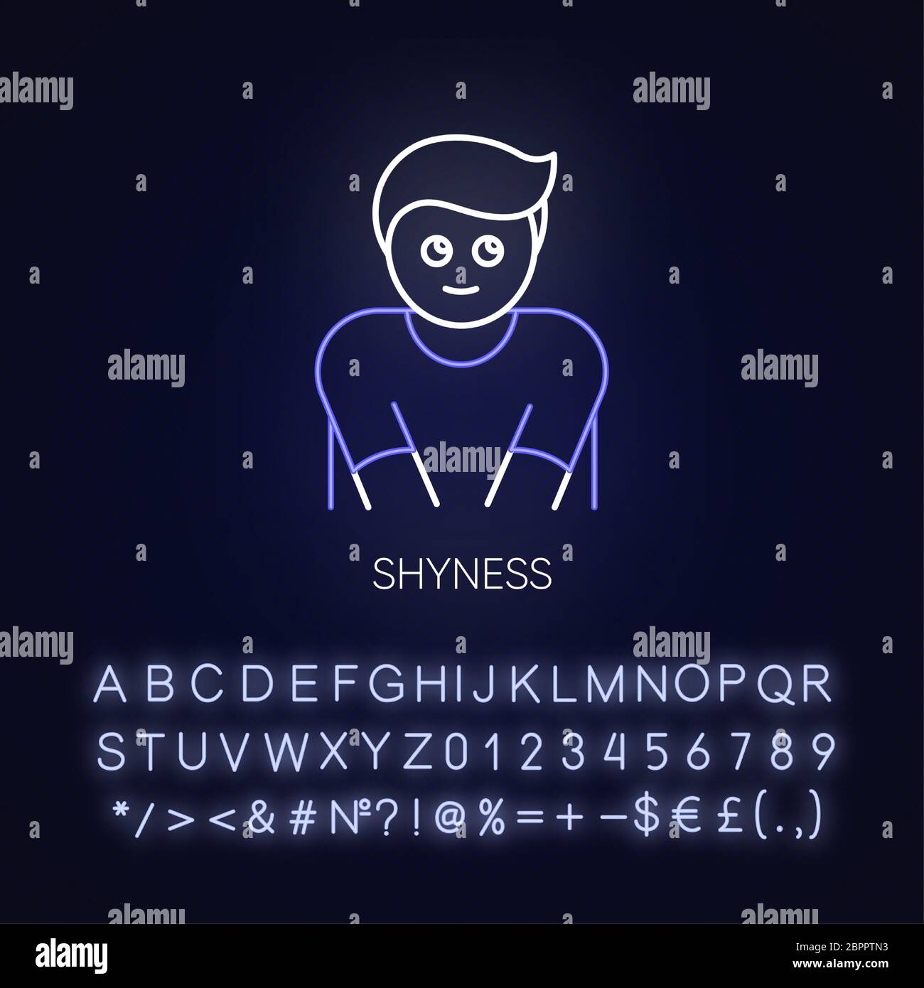 Shyness neon light icon Stock Vector