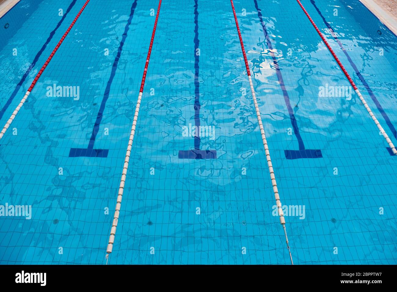 Swimming pool with empty lanes Stock Photo - Alamy