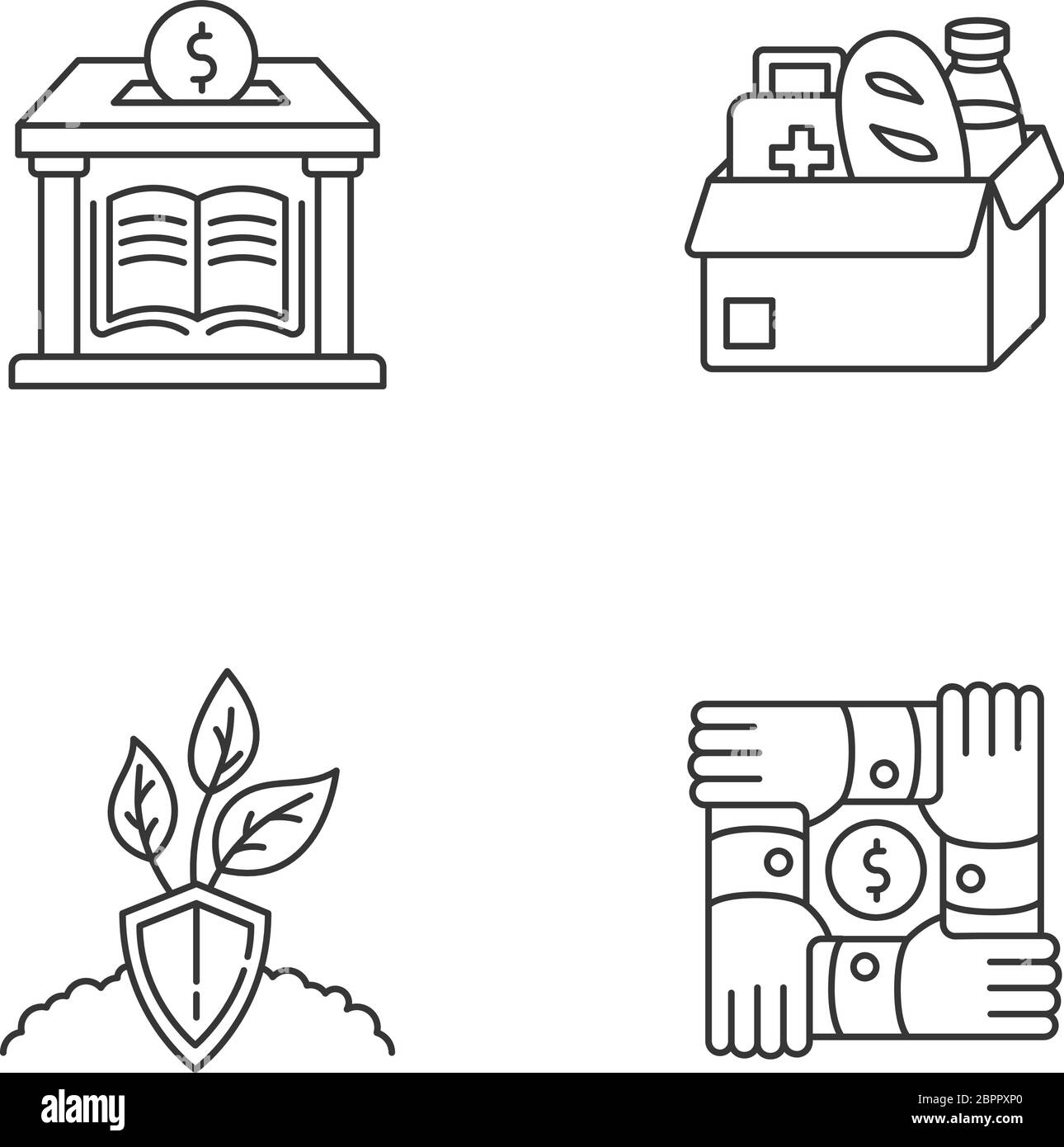 Activism pixel perfect linear icons set Stock Vector