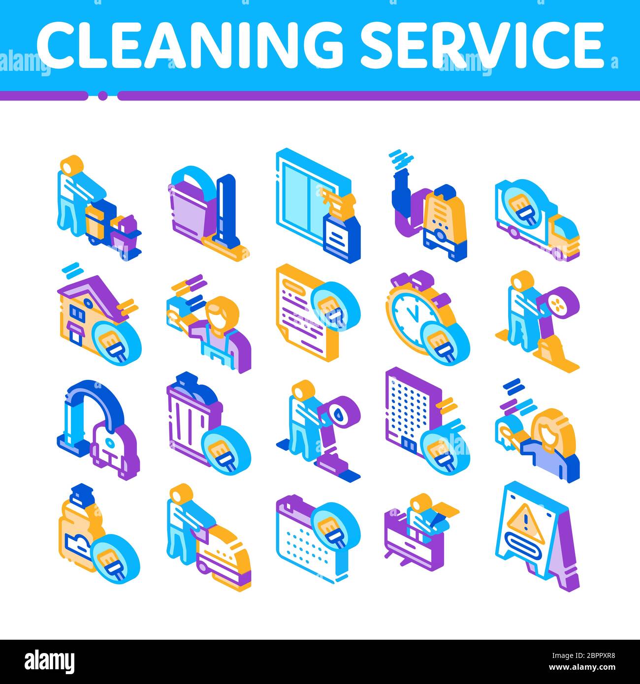 Cleaning Service Tool Isometric Icons Set Vector Stock Vector