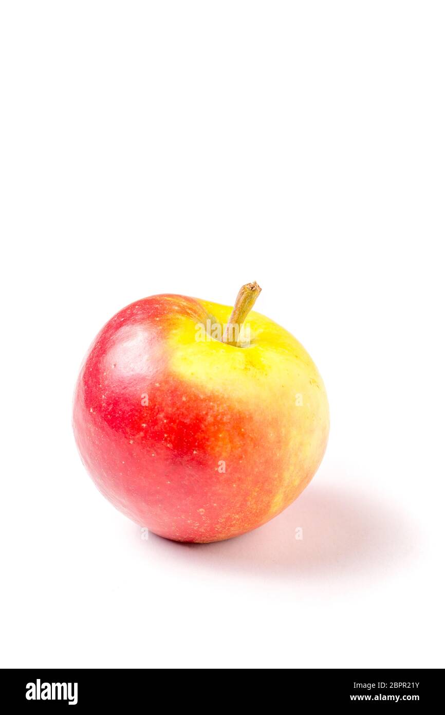 one red green organic apple isolated on white background Stock Photo ...