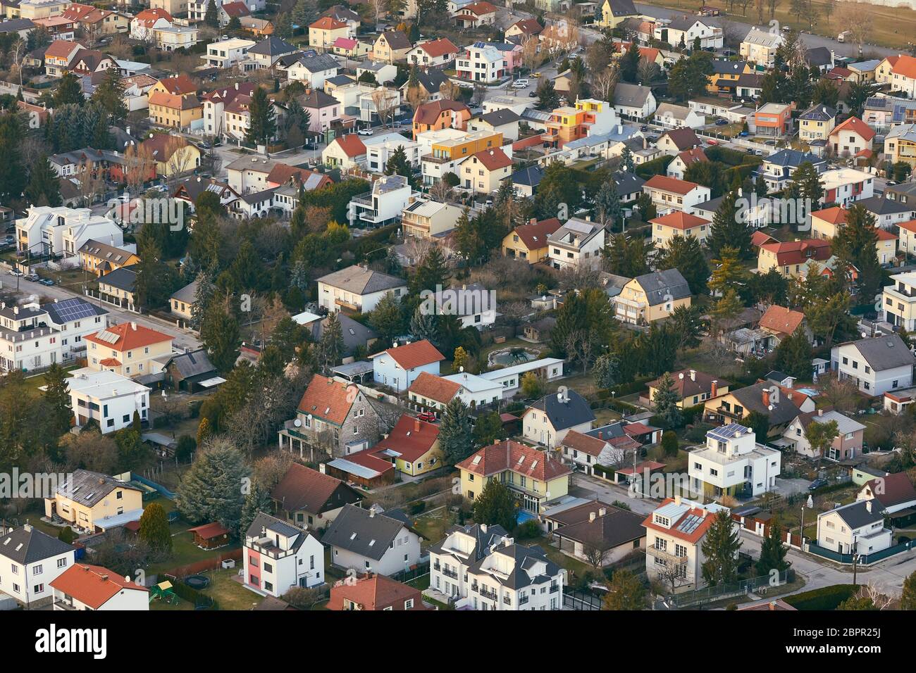Aerial view of a residential suburban district Stock Photo - Alamy