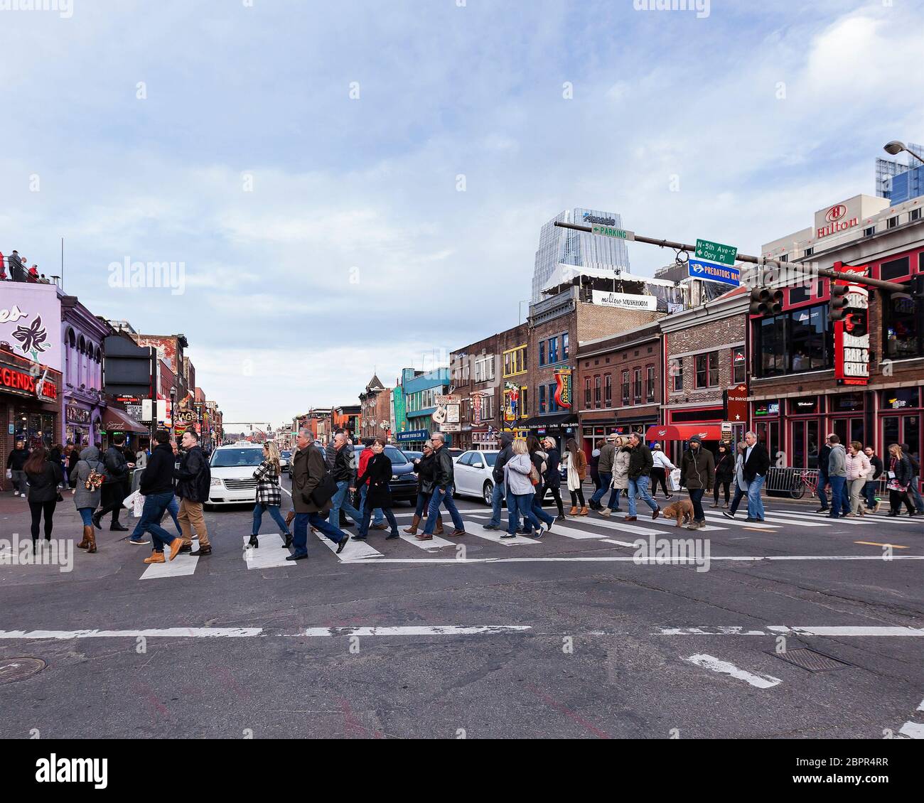 Bars, restaurants and honkytonks on Lower Broadway in Nashville