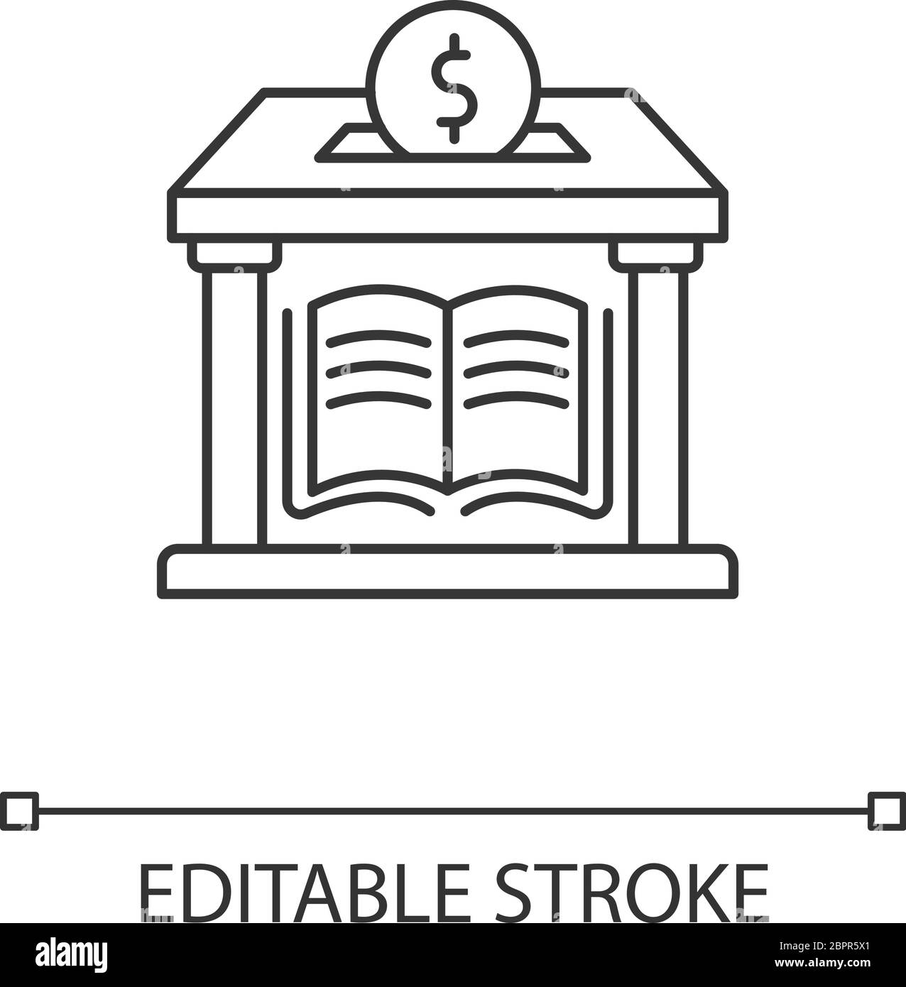 Public library donation pixel perfect linear icon Stock Vector
