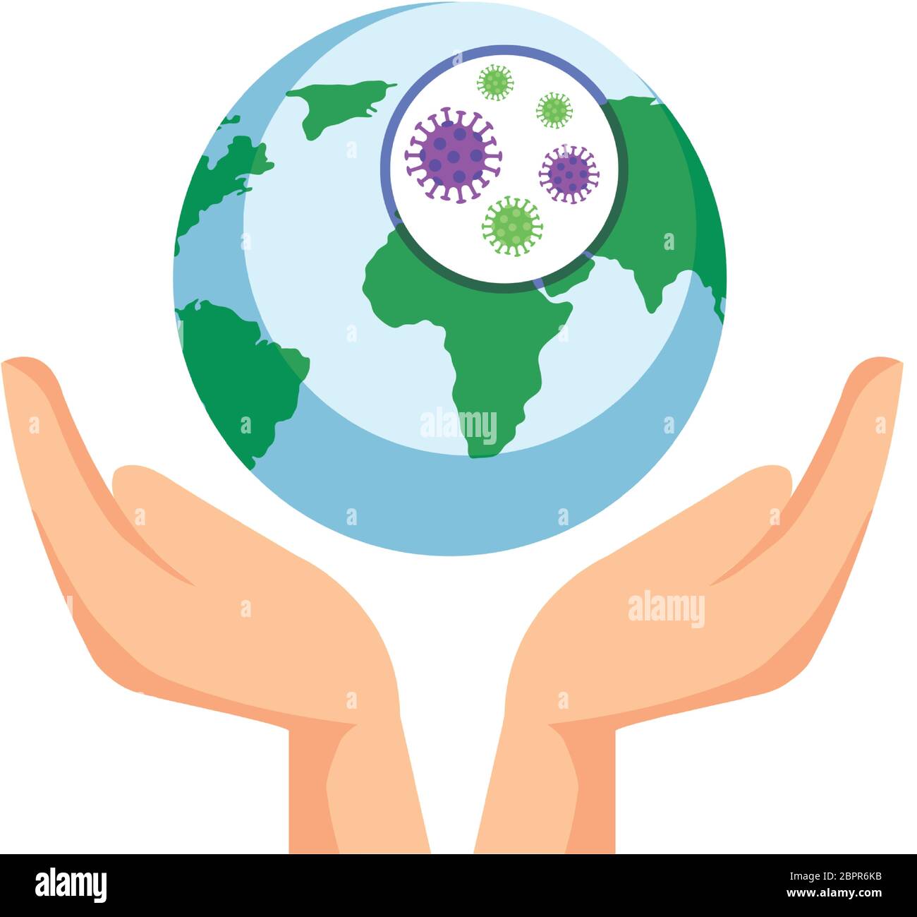 hands and planet earth with covid19 particles Stock Vector Image & Art ...