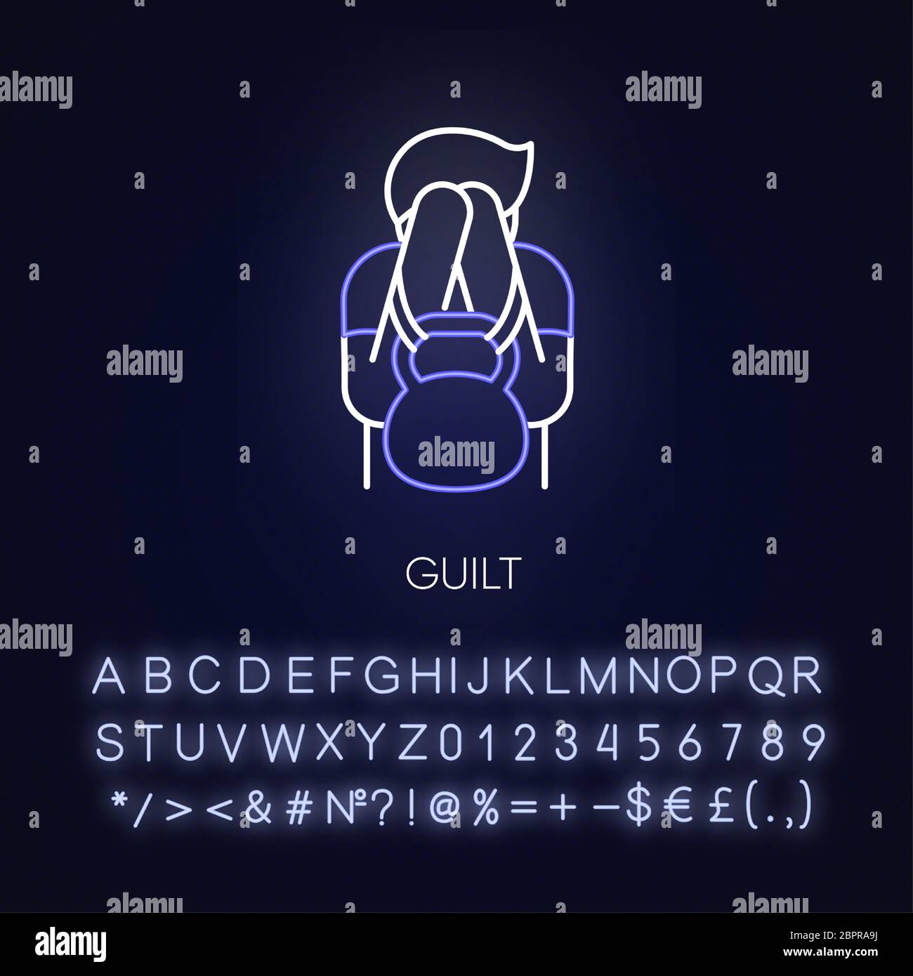 Guilt neon light icon Stock Vector