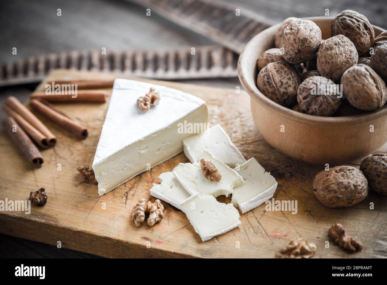 Brie cheese with nuts Stock Photo Alamy