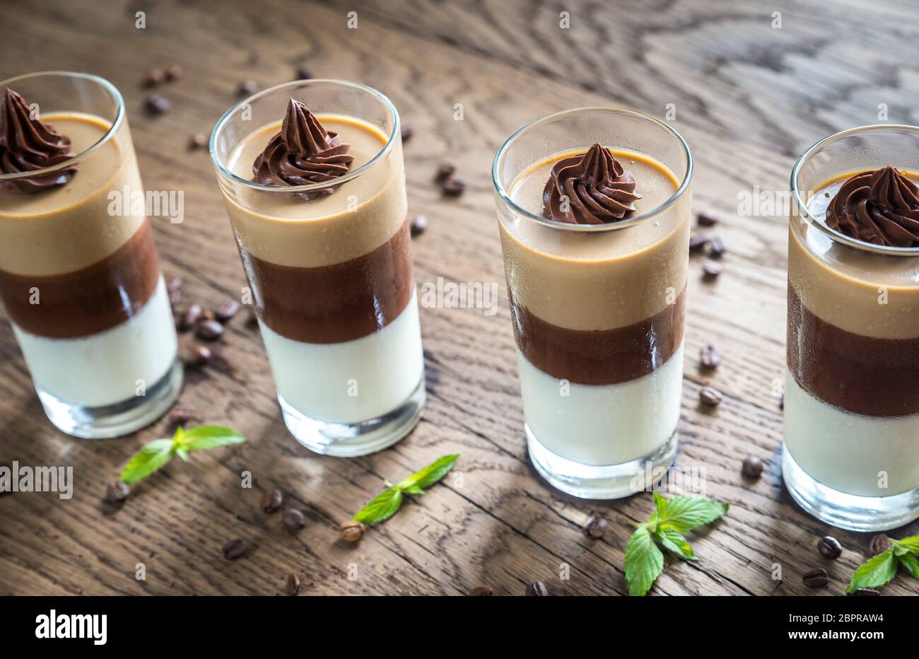 Jelly dessert in the glasses Stock Photo