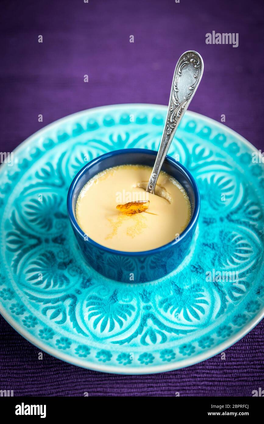 Creme caramel in the pots Stock Photo Alamy