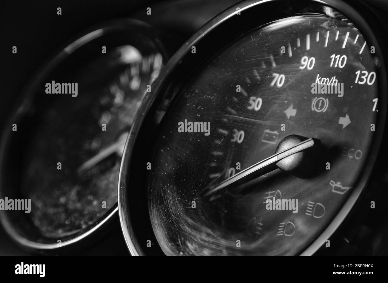 Car speedometer miles Black and White Stock Photos & Images Alamy