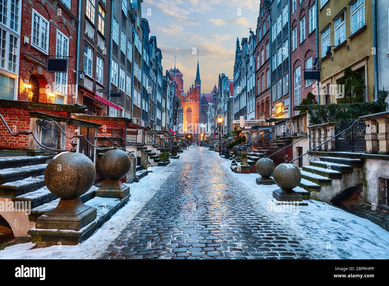 Mariacka Street of Gdansk, night winter view in Poland Stock Photo - Alamy