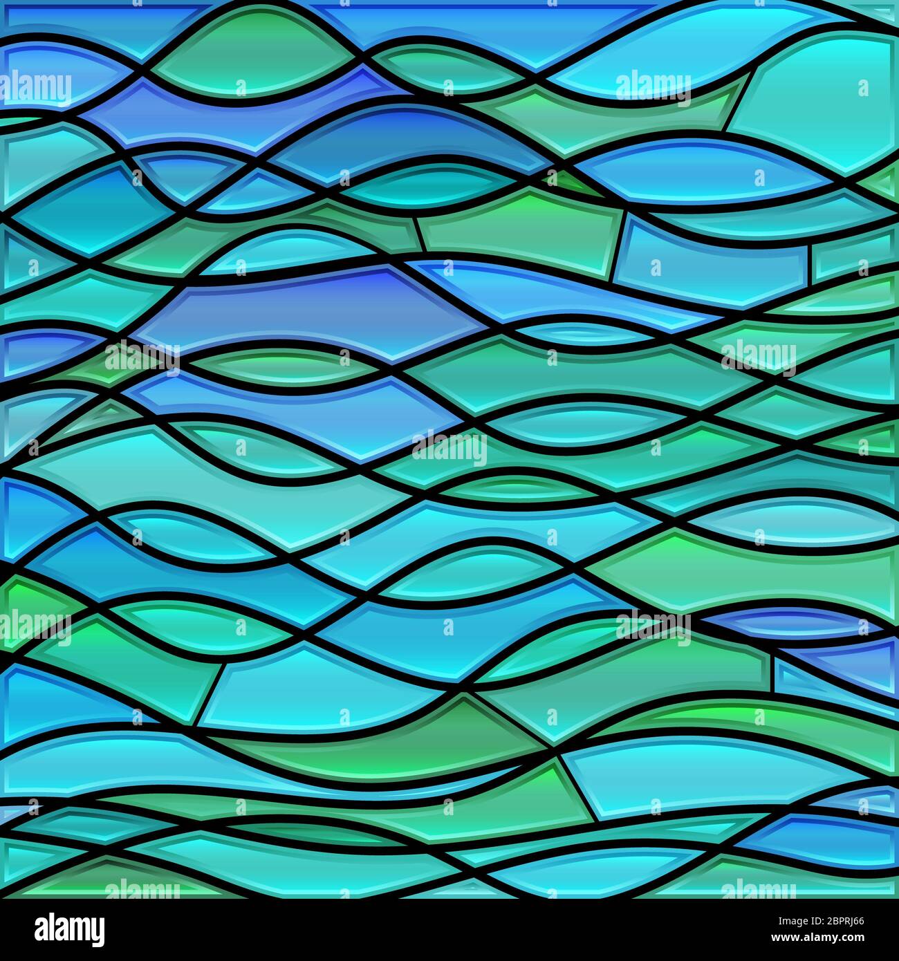 abstract stained-glass mosaic background - blue and teal waves Stock ...