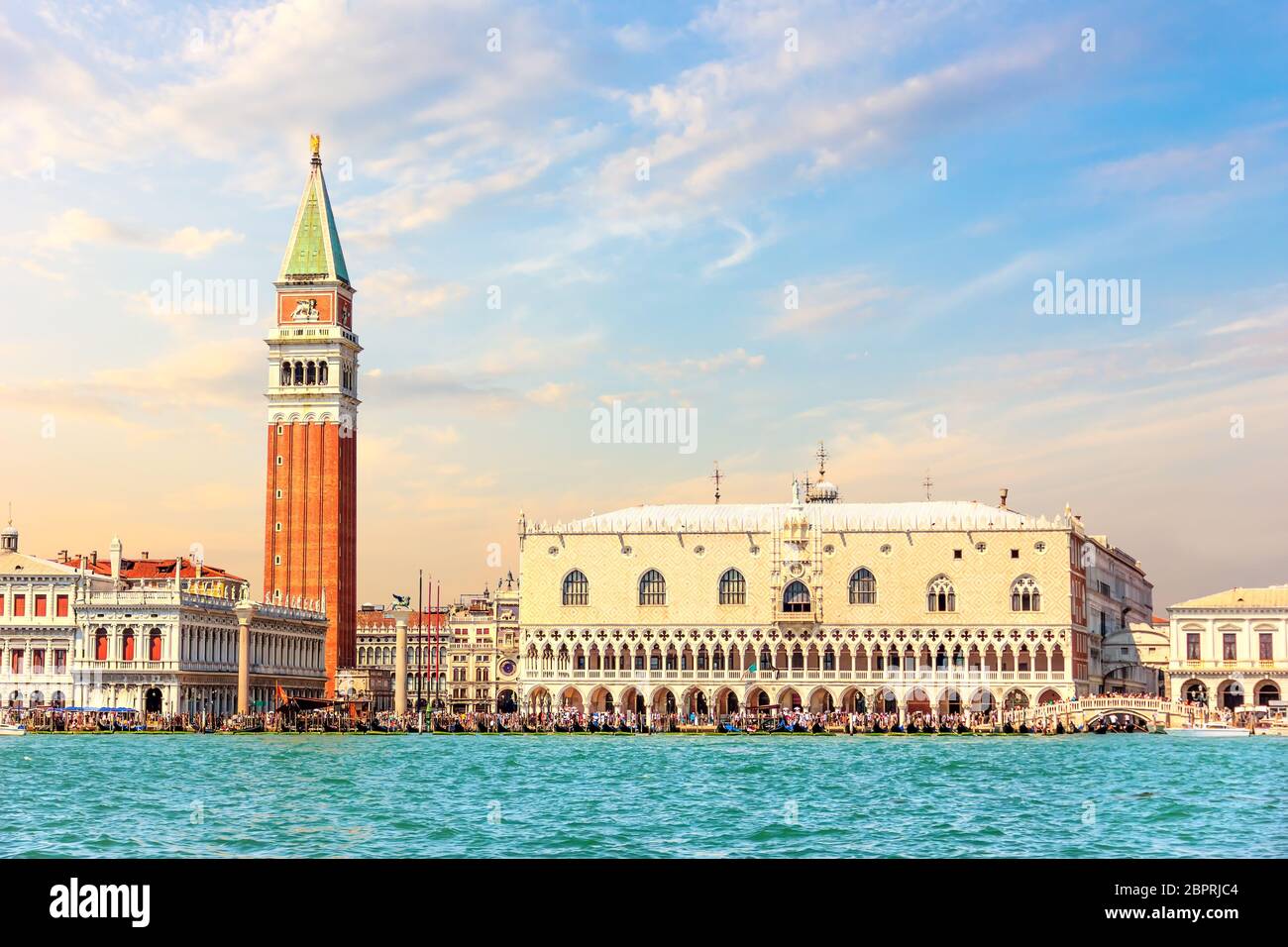 The Doge's Palace and the Straw Bridge Venice, Italy. Stock Photo