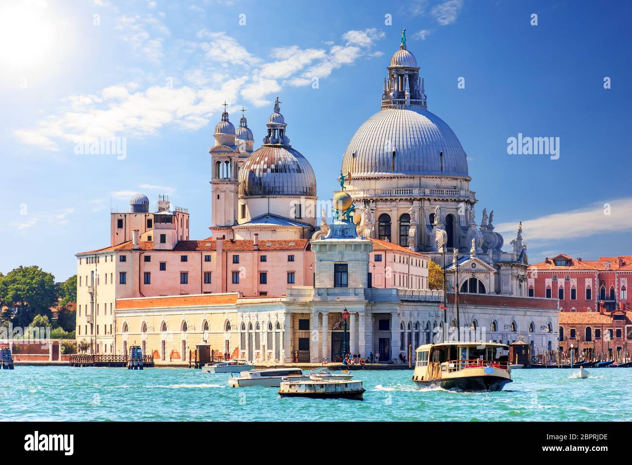 Basilica Santa Maria Della Salute in Venice, beautiful summer view from the Grand Canal. Stock Photo
