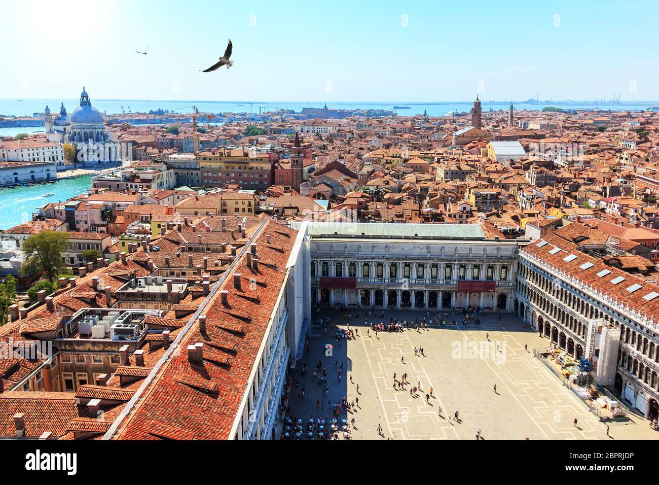 Square San Marco and aerial view on Venice, Italy. Stock Photo